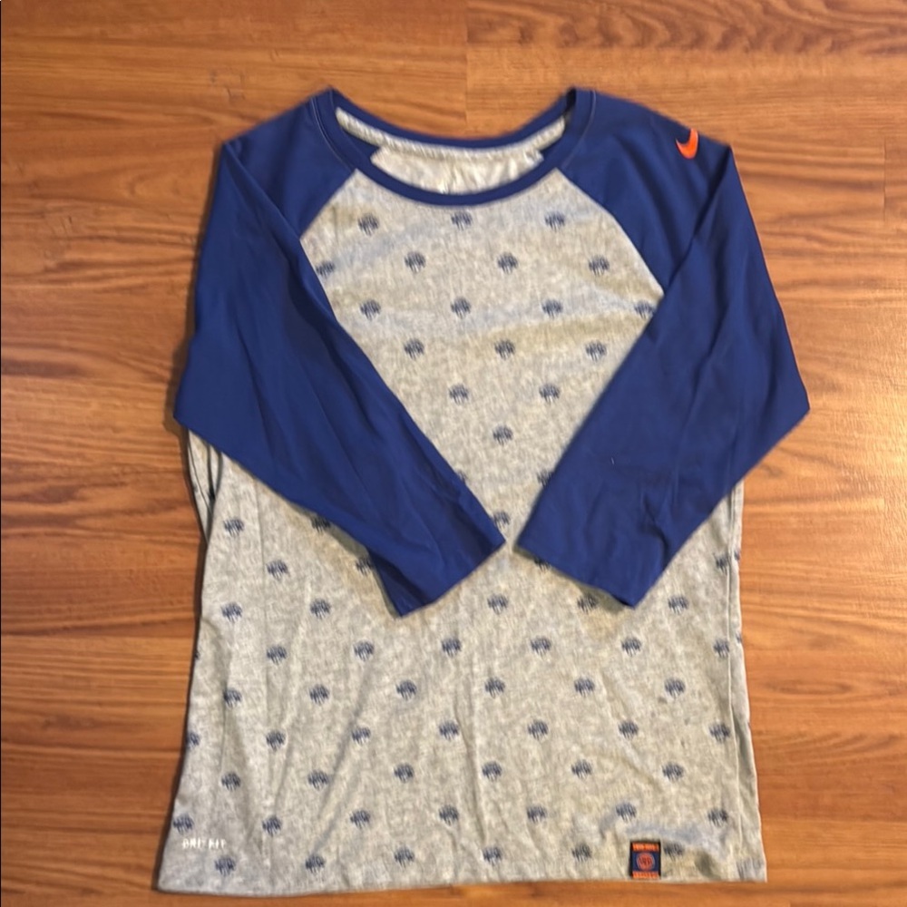 Nike Blue and Gray Long Sleeve Raglan Tee